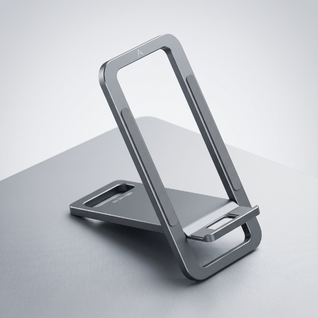 GRUNX Bolt grey stand displaying height adjustment and bendable gooseneck design for desk bed kitchen universal use India
