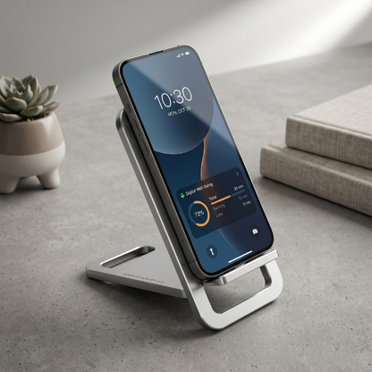 Mobile Stand and Holder Mobile & iPad Stand  Adjustable Grey Front and Side View Bolt GrunX in India