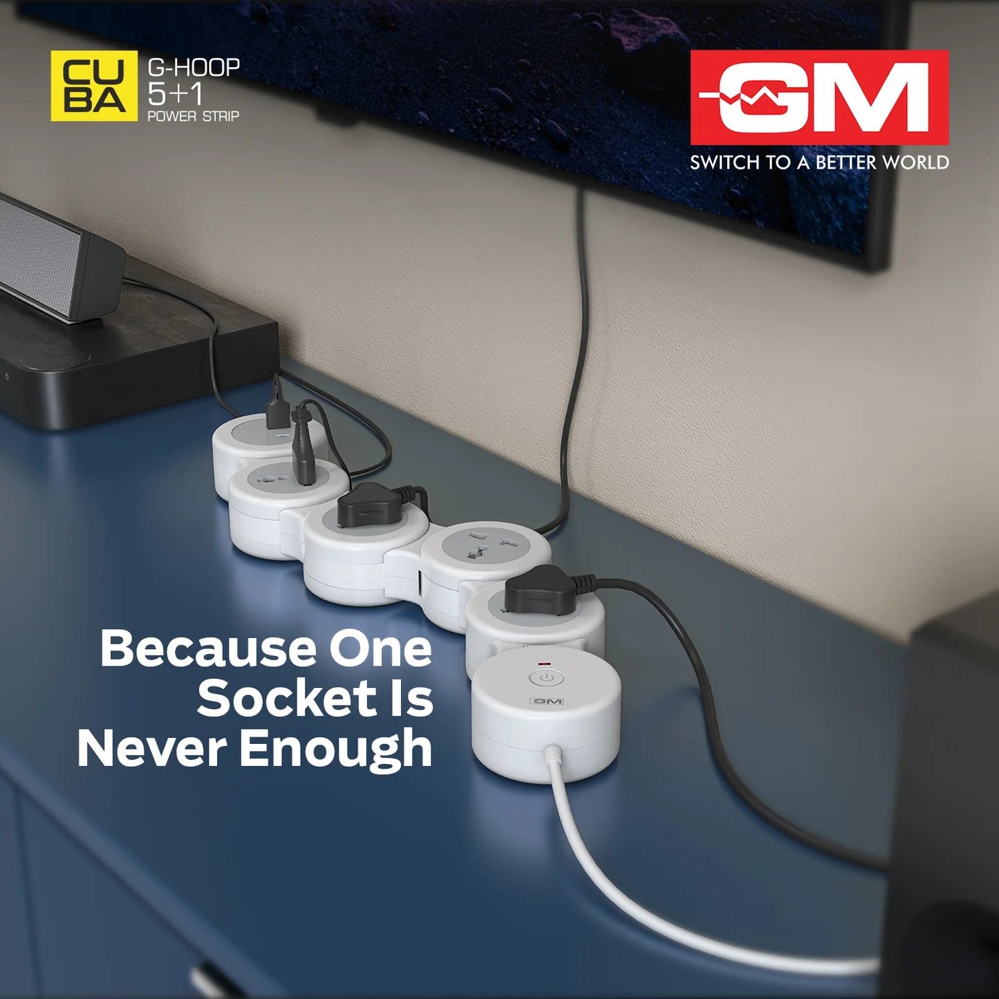 multi socket spike guard with Type C port and safety switch design