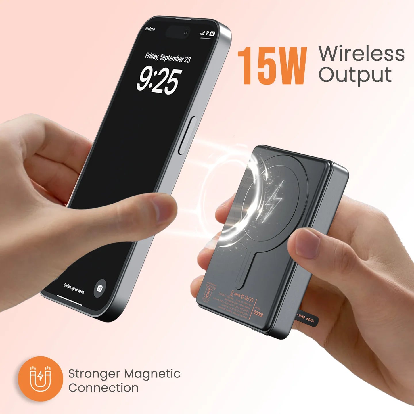 Magnetic iPhone wireless charger stand fast charging dual port design