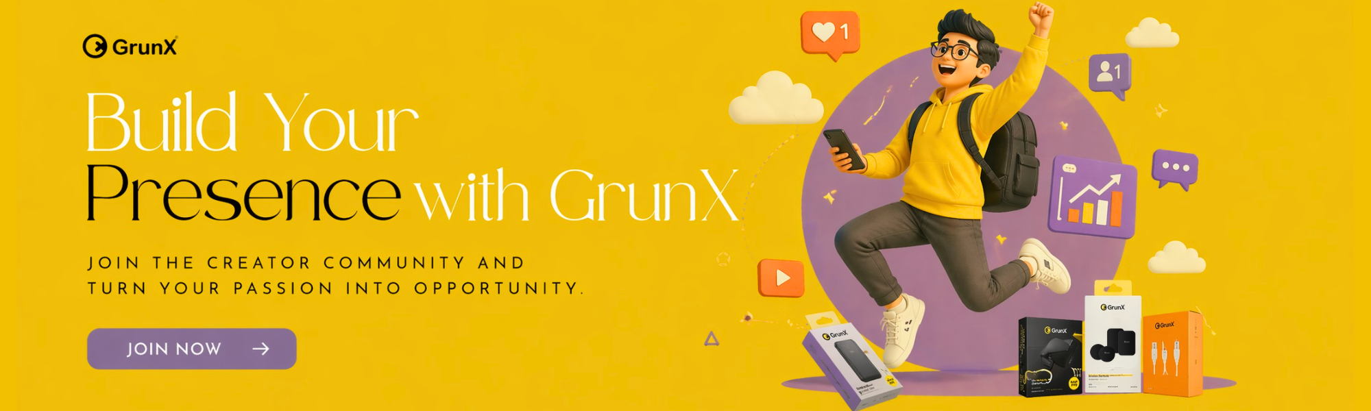 GrunX Influencer Program – Build your creator presence, earn with GrunX products, and join the creator community.