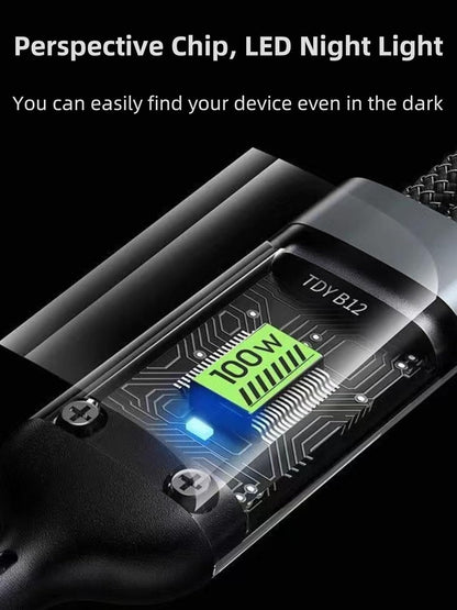 High-speed 3-in-1 fast charging cable with strong braided design and LED screen – available at GrunX