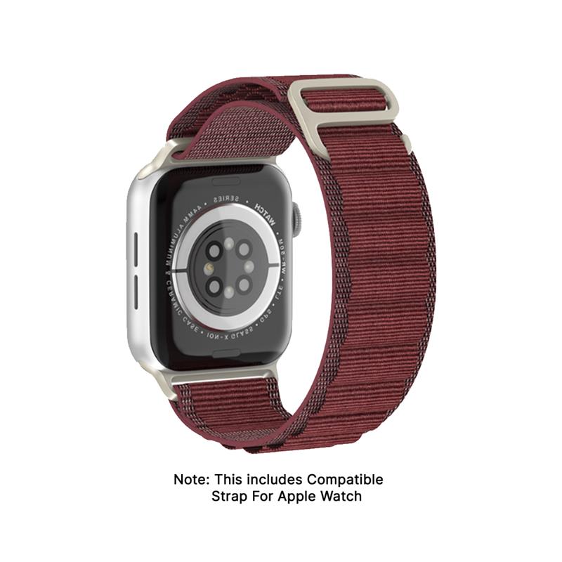 Watch Strap and Watch Band Apple Apple Watch Series  9, 8, 7, 6, 5, 4, 3, 2, 1,Ultra & Ultra 2 38/40/41mm 42/44/45/49mm Maroon Photo With Description Of Compatible Strap Hobby GrunX in India