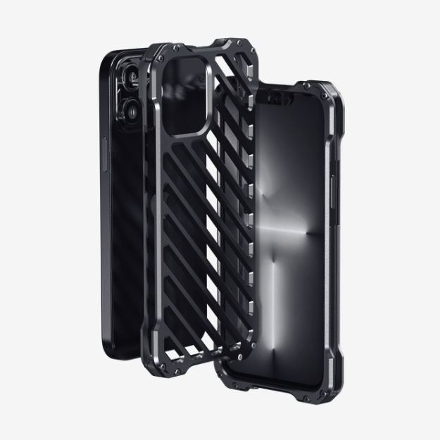 Case and Cover iPhone 14 Plus, 14 Pro, 14 Pro Max  Dark Gray Shockproof Aluminium Hollow GrunX in India