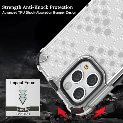 GRUNX Honeycomb armor iPhone case close-up hexagonal pattern structure shockproof textured grip detail