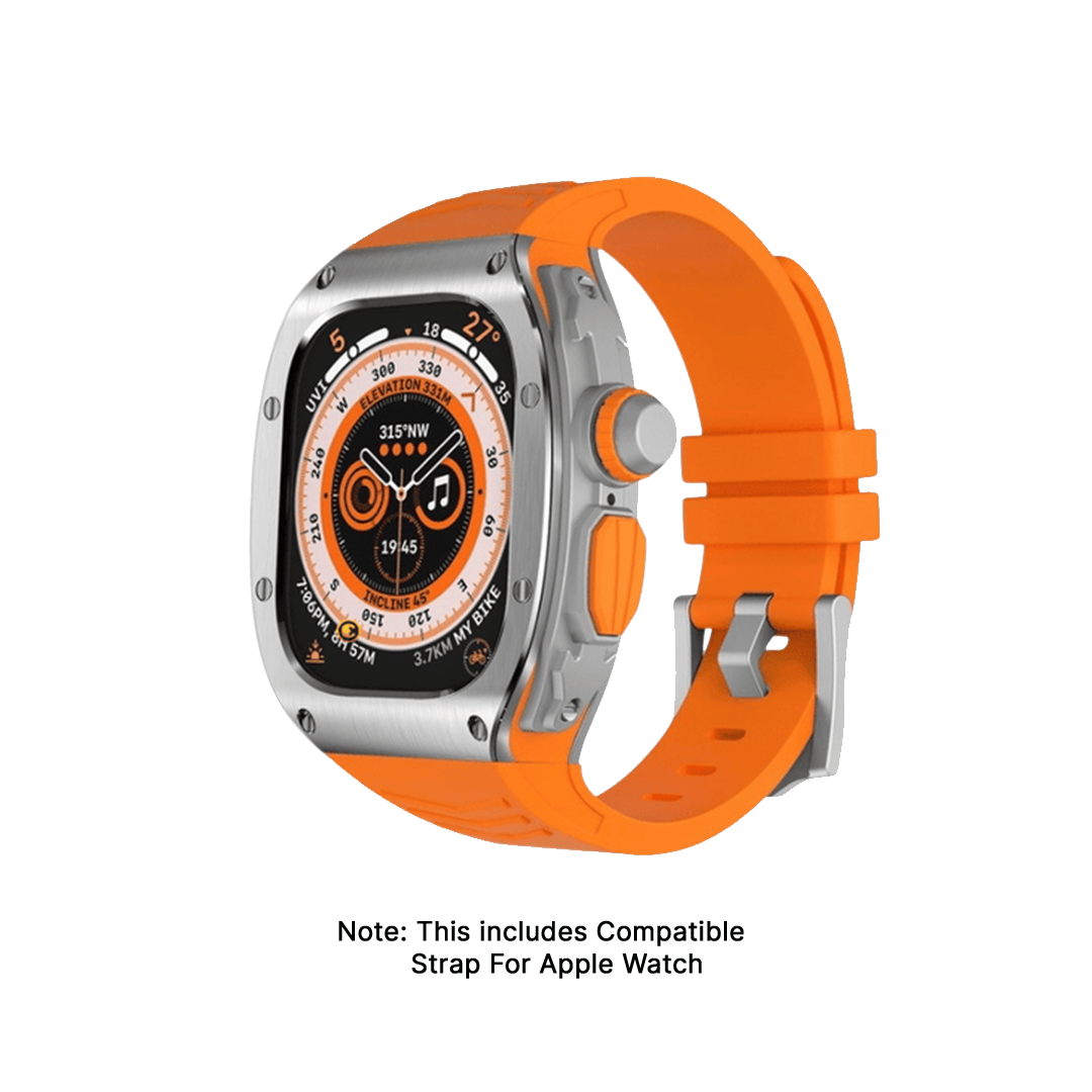 Watch Strap and Watch Band Apple Apple Watch Ultra Series 1 & 2 49mm Orange Front View Smartwatch Indian GrunX in India