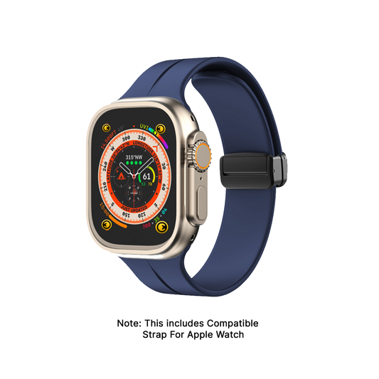 Watch Strap and Watch Band Apple Apple Watch Series  9, 8, 7, 6, 5, 4, 3, 2, 1,Se, Ultra & Ultra 2 38/40/41mm 42/44/45/49mm MIdnight Blue & White Front View Smartwatch Kite GrunX in India