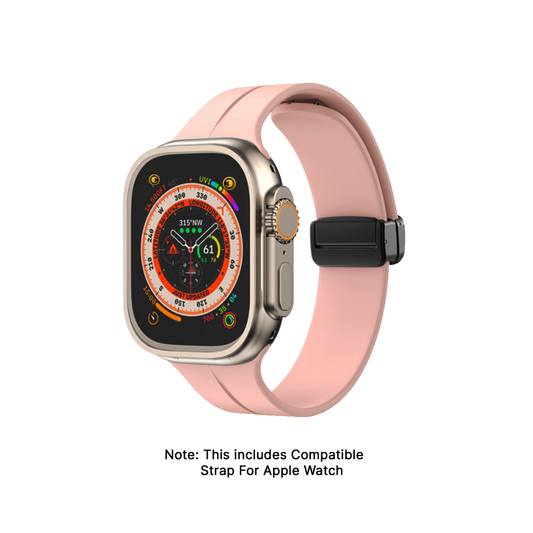 Watch Strap and Watch Band Apple Apple Watch Series  9, 8, 7, 6, 5, 4, 3, 2, 1,Se, Ultra & Ultra 2 38/40/41mm 42/44/45/49mm Pink Front View Smartwatch Lilly GrunX in India