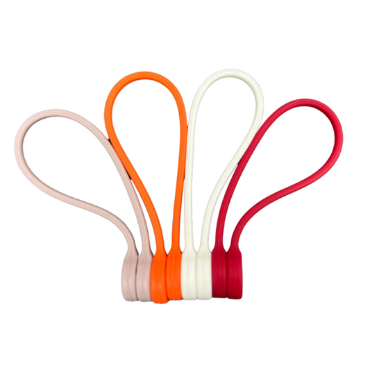 GRUNX Loki reusable silicone magnetic cable ties in four vibrant colors red blue yellow green for cable organization India