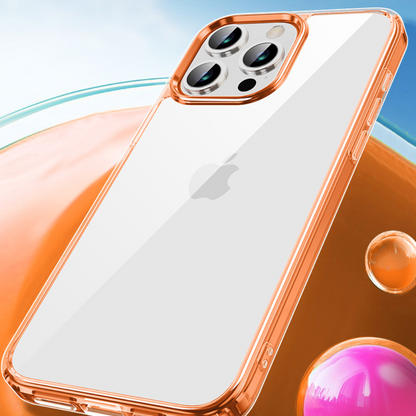 The Lotus transparent case, detailing Airbag frame technology, wear-resistant PC back plate, and high-rise lens and frame drop protection and integrated ring kickstand for iPhone 14/15/16 series