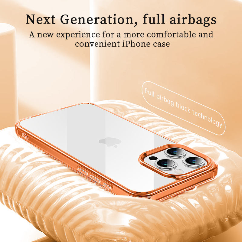 Close-up of the Lotus Airbag Protection Case confirming full compatibility with wireless charging without needing to remove the clear, shockproof cover.