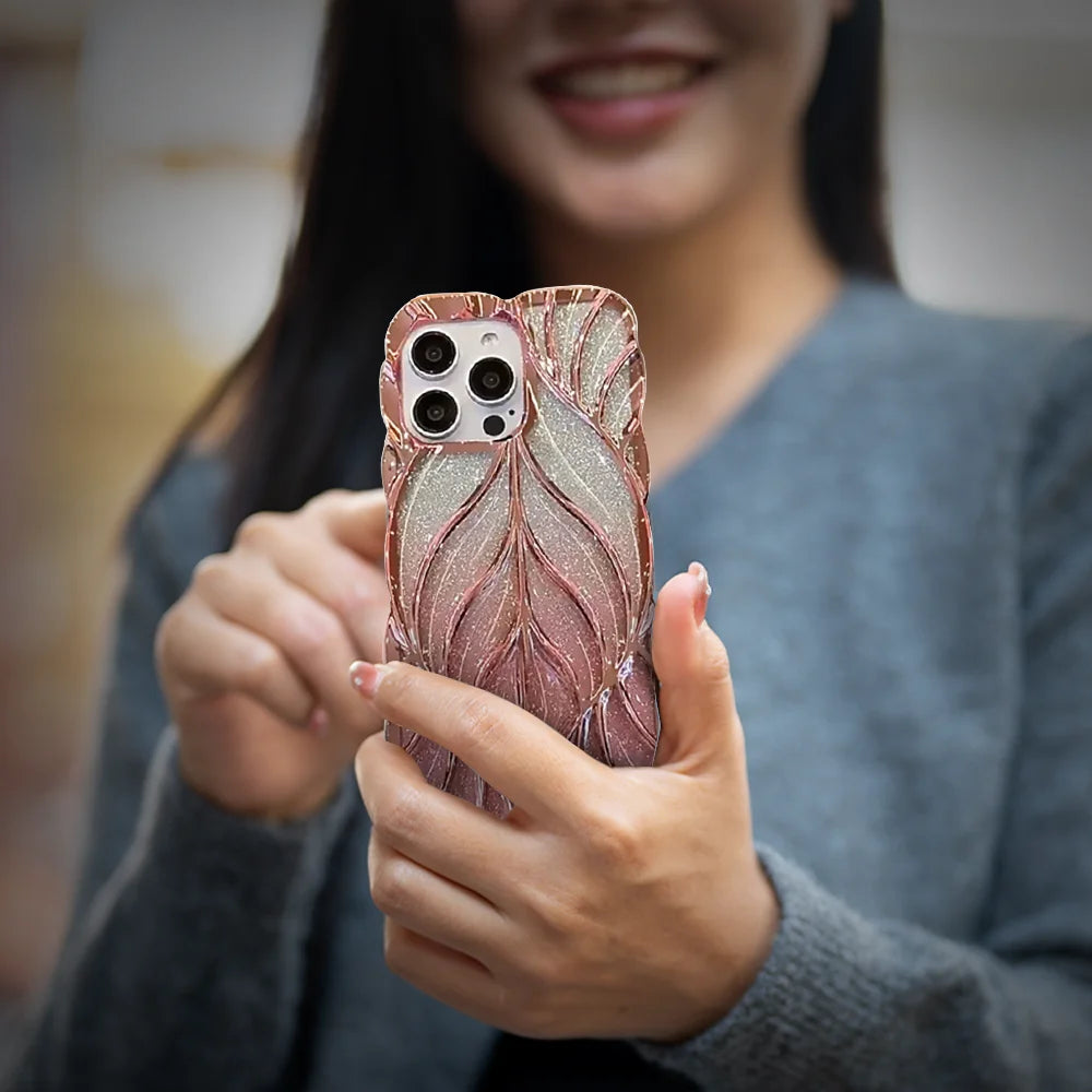 Lucy - Pink Glitter Paper Plating Shockproof iPhone Case