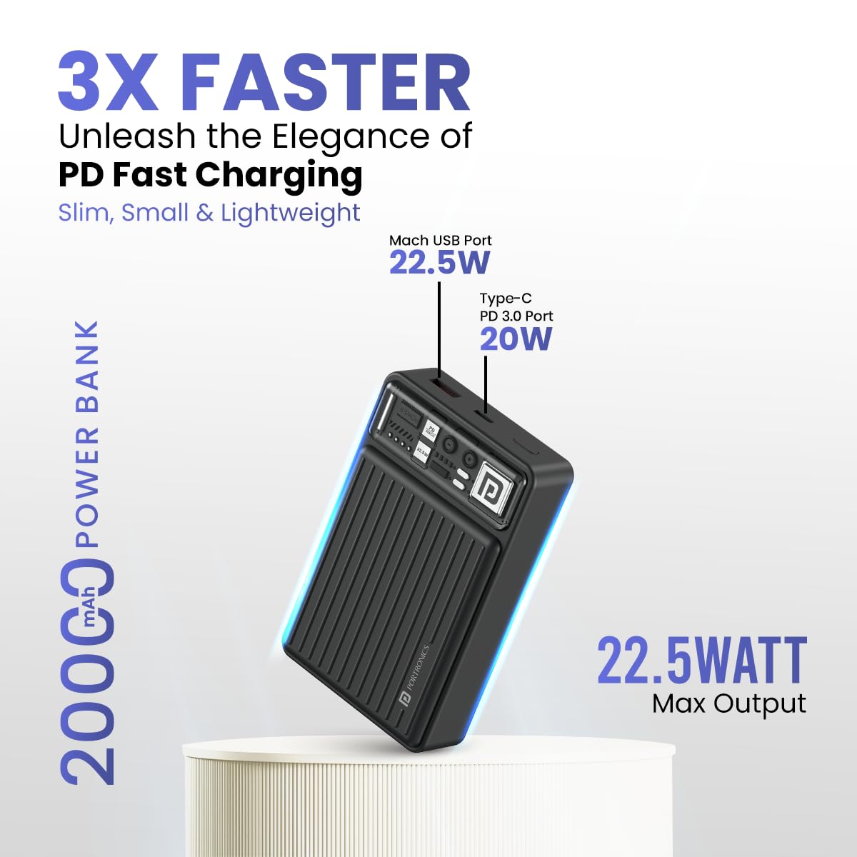 Luxcell Mini 20K weighing 312 grams - smallest 20000mAh power bank for pocket carry | Grunx