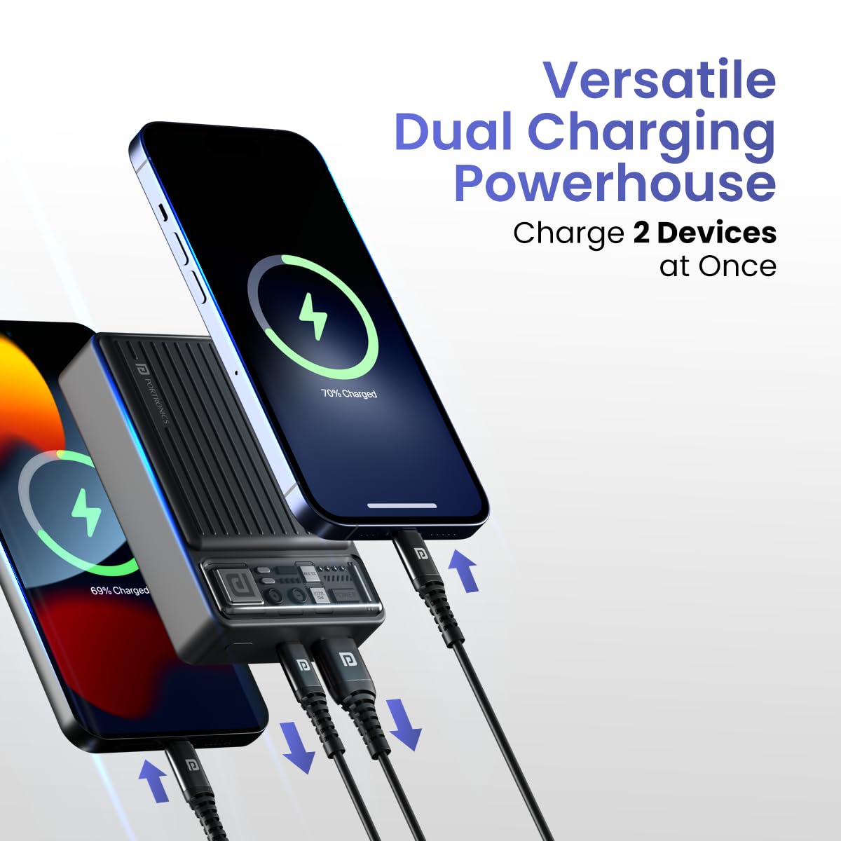 Mach USB-A 22.5W and Type-C PD 3.0 20W dual charging ports on Luxcell Mini 20K - Grunx 