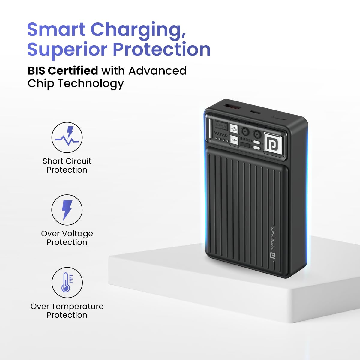 BIS certified Portronics Luxcell Mini 20K with advanced chip protection for safe charging | Grunx 