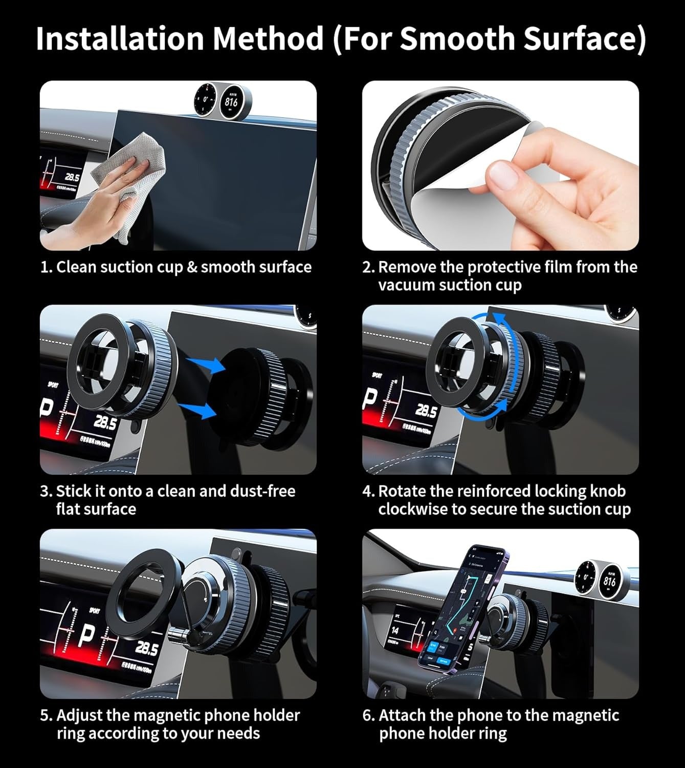 MagGrip - Magnetic Suction Dashboard Phone Mount