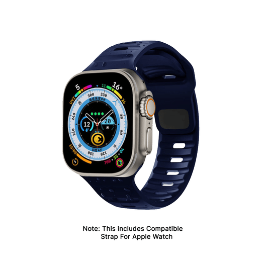 Watch Strap and Watch Band Apple Apple Watch Ultra Series 1 & 2 42/44/45/49mm Dark Blue Front View Smartwatch Mars GrunX in India