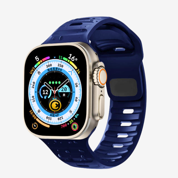 Watch Strap and Watch Band Apple Apple Watch Ultra Series 1 & 2 42/44/45/49mm Dark Blue Rugged Silicone Sport Band Mars GrunX in India