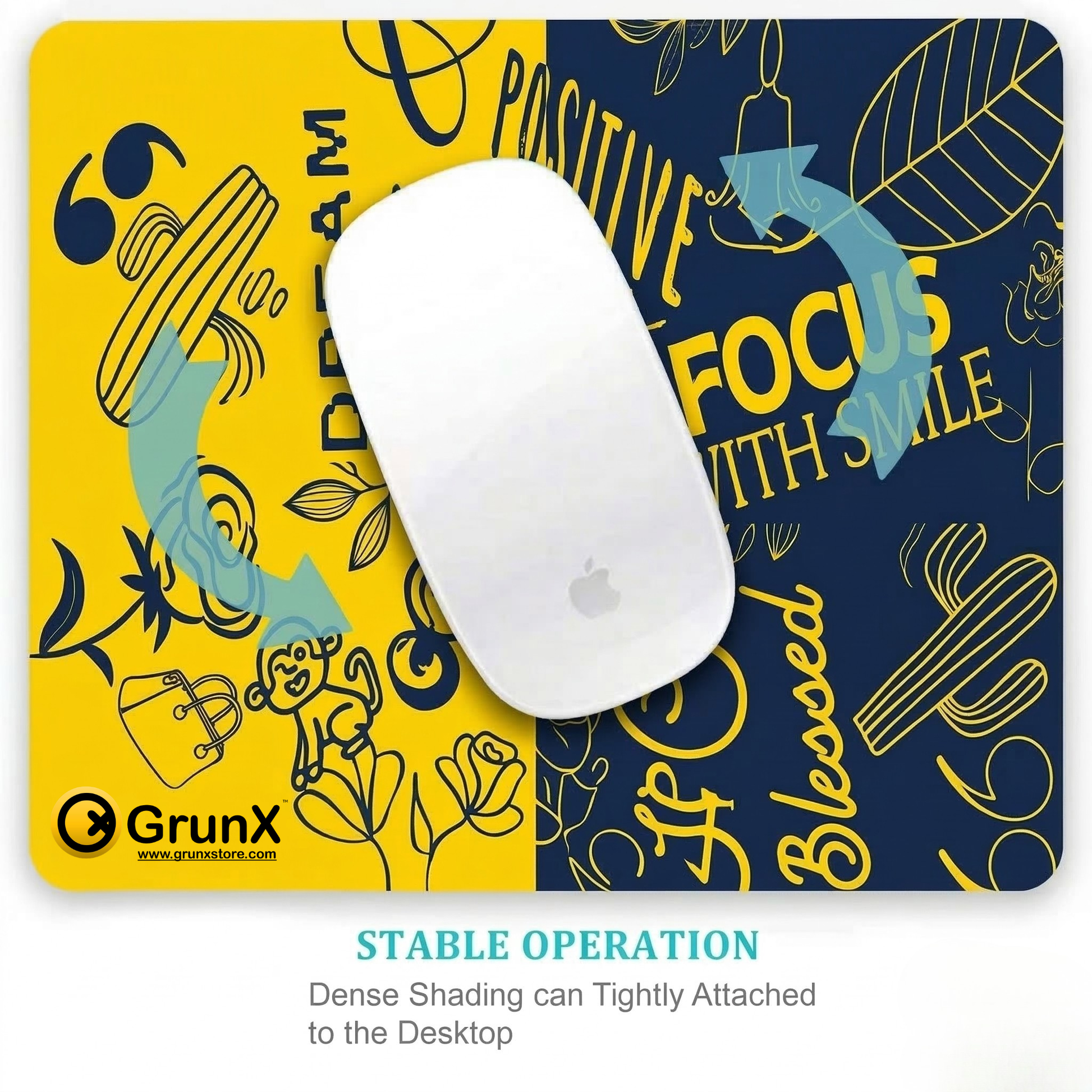 GRUNX Swift waterproof mouse pad with water droplets beading off surface during gaming session