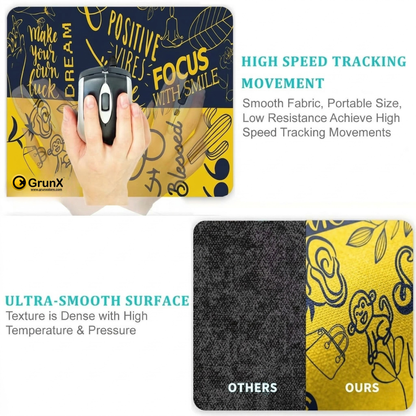 GRUNX Swift gaming mouse pad flat lay with Logitech wireless mouse on Indian student gaming setup