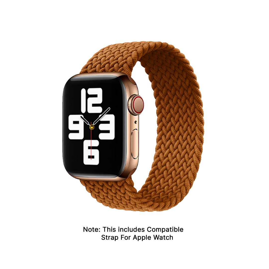 Watch Strap and Watch Band Apple Apple Watch Series  9, 8, 7, 6, 5, 4, 3, 2, 1,Se, Ultra & Ultra 2 38/40/41mm 42/44/45/49mm Brown Front View Smartwatch Braided Mumbai GrunX in India
