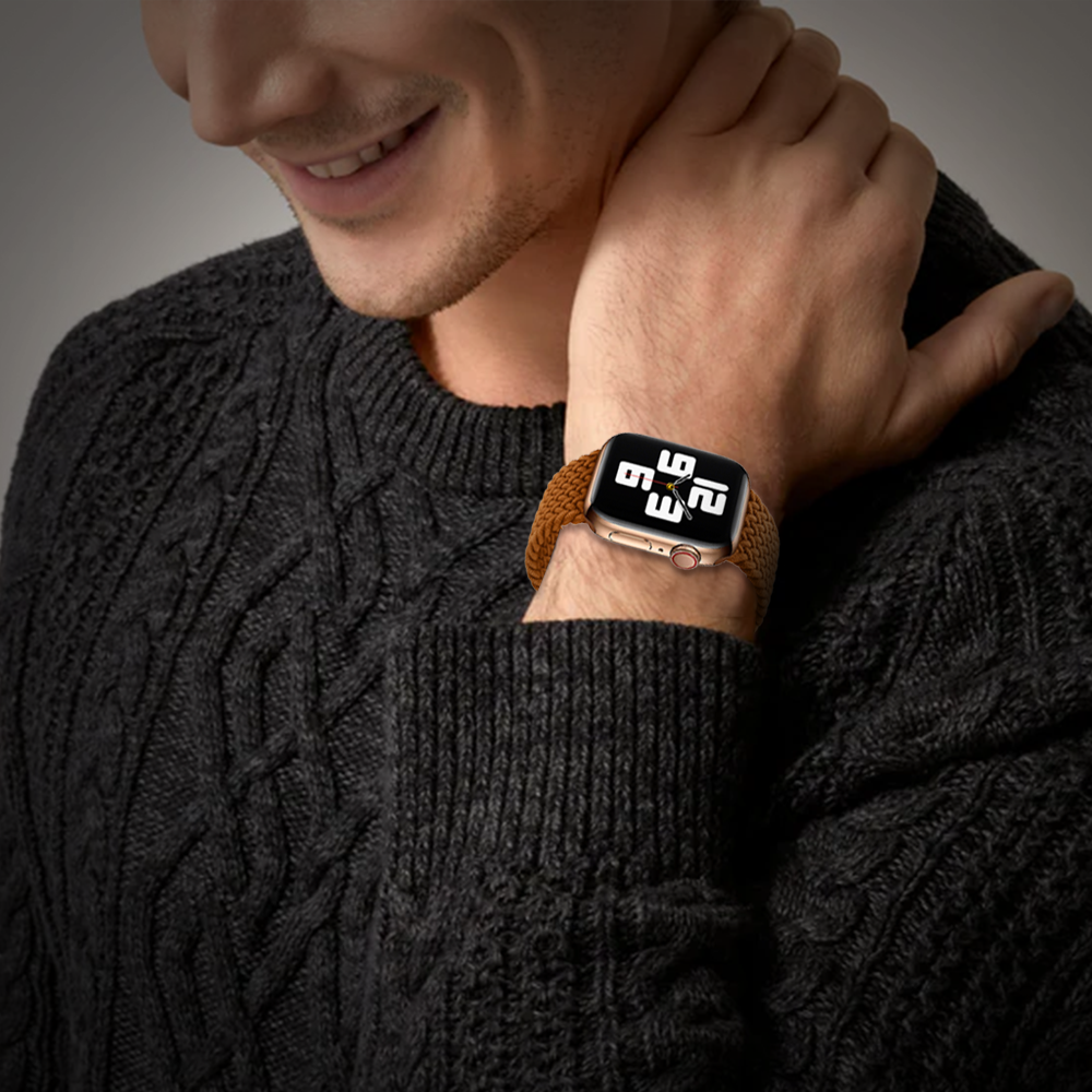Watch Strap and Watch Band Apple Apple Watch Series  9, 8, 7, 6, 5, 4, 3, 2, 1,Se, Ultra & Ultra 2 38/40/41mm 42/44/45/49mm Brown Man Wearing Smartwatch Mumbai GrunX in India