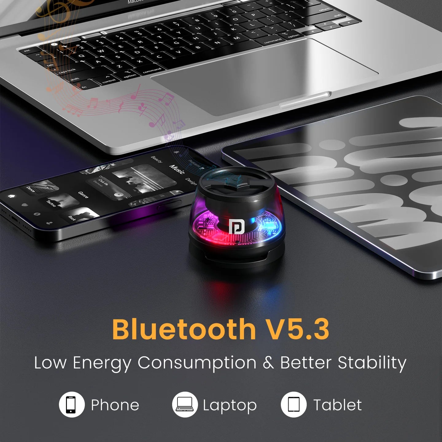 Portronics Nadya 6W RGB Speaker with MagSafe Mobile Stand | Type-C Charging