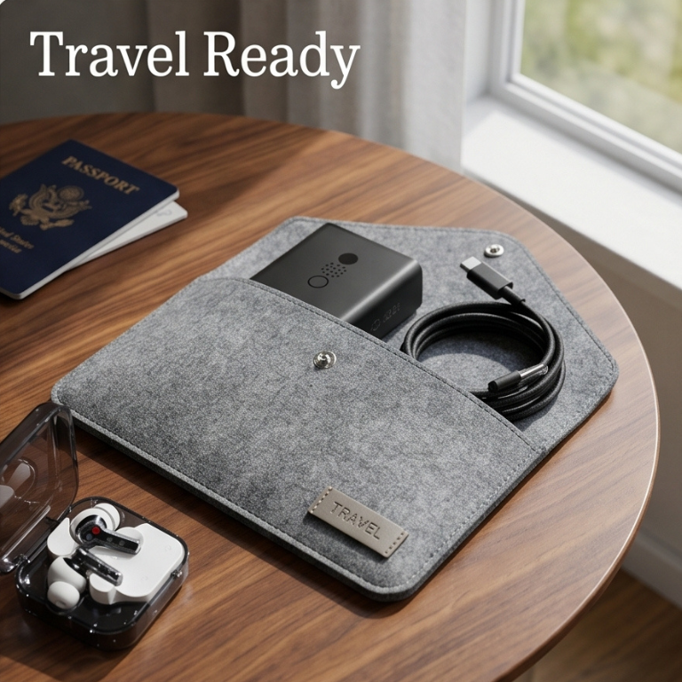 Sleek and compact design of Nothing 100W GaN charger, ideal for travel and everyday use – available at GrunX