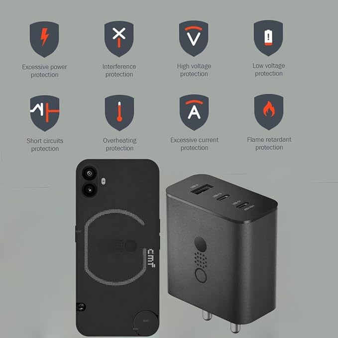 Sleek and compact design of Nothing 100W GaN charger, ideal for travel and everyday use – available at GrunX