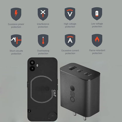 Sleek and compact design of Nothing 100W GaN charger, ideal for travel and everyday use – available at GrunX