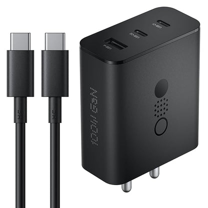 Nothing 100W GaN Fast Charger Adapter with 3 Ports – Compact design with 2 USB-C and 1 USB-A port for high-speed charging – available at GrunX