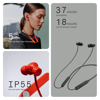 Wireless CMF neckband earphones with long battery life and water resistance, available at GrunX