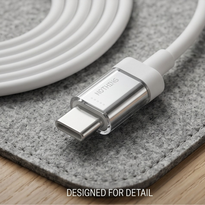 Nothing 65W USB-C to USB-C fast charging cable close-up showing transparent metal connector design