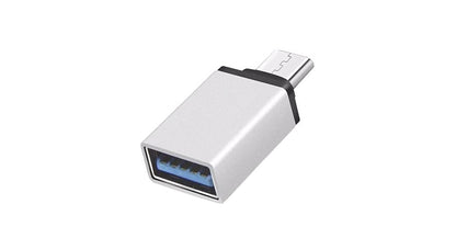 Silver OTG adapter with USB 2.0 and Type-C interface for Android and USB-C devices