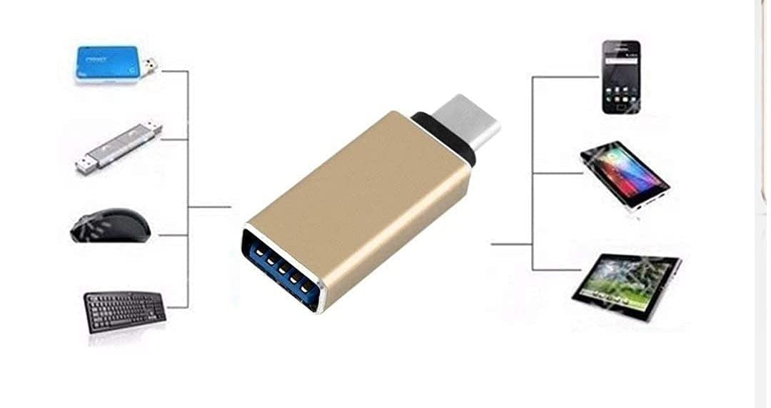 GrunX USB Type-C OTG adapter for connecting USB-A devices to smartphones and laptops.