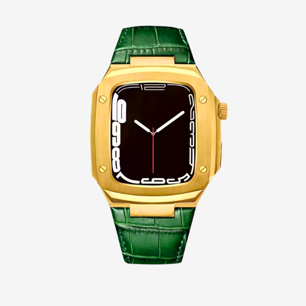 Watch Strap and Watch Band Apple Apple Watch Series  9, 8, 7, Ultra & Ultra 2 44mm Green Gold Front View Smartwatch Pandora GrunX in India