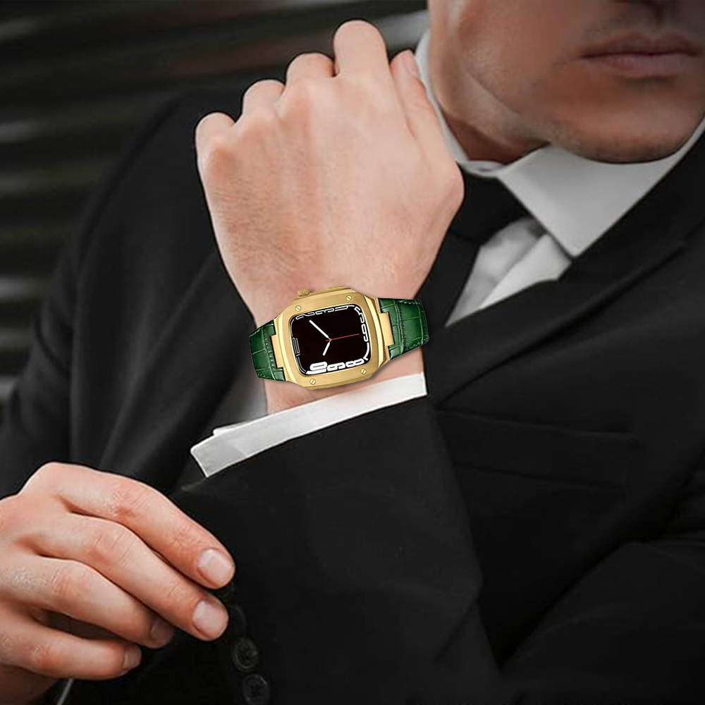 Watch Strap and Watch Band Apple Apple Watch Series  9, 8, 7, Ultra & Ultra 2 44mm Green Gold Man Showcasing  Smartwatch Pandora GrunX in India