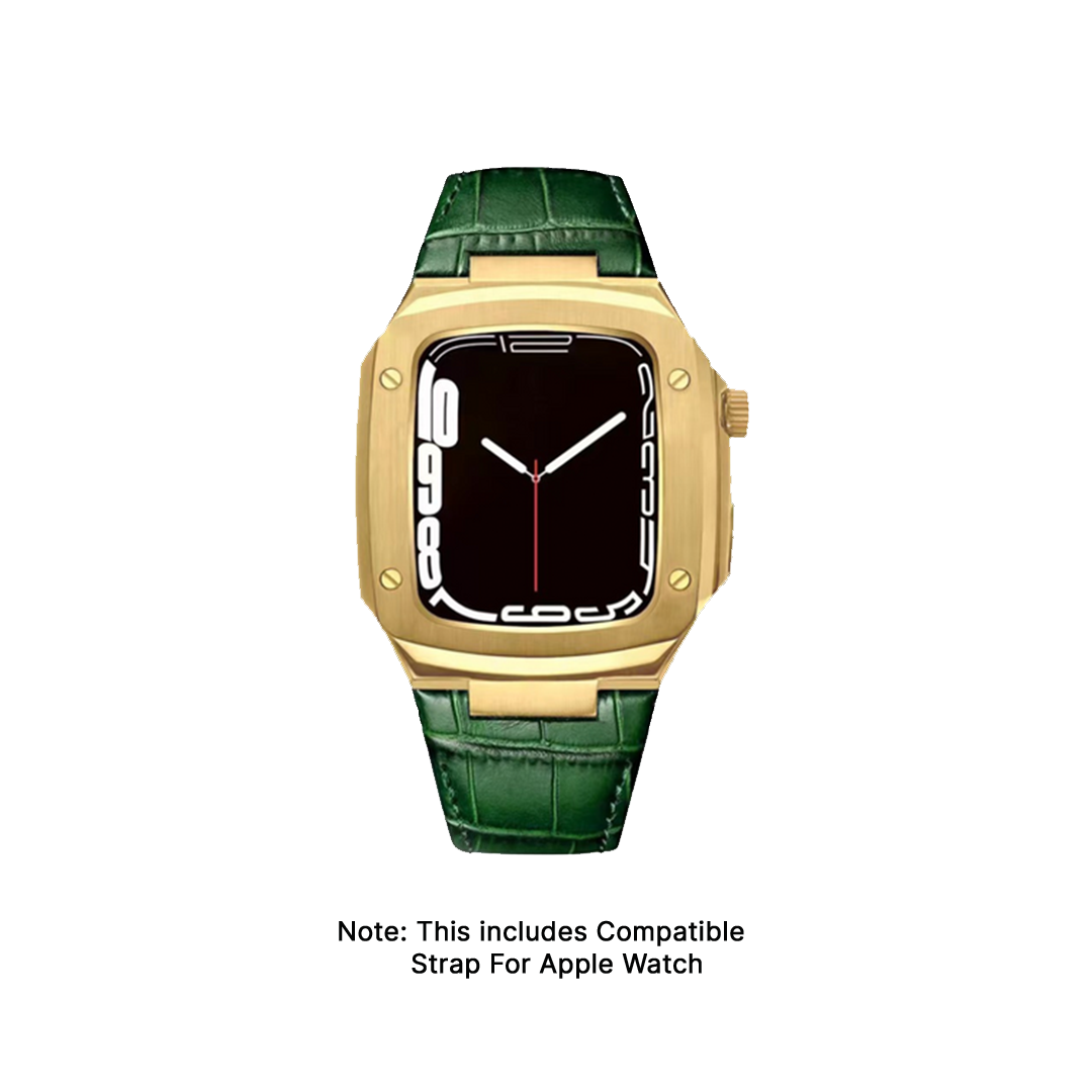 Watch Strap and Watch Band Apple Apple Watch Series  9, 8, 7, Ultra & Ultra 2 44mm Green Gold Photo With Description Of Compatible Strap Pandora GrunX in India