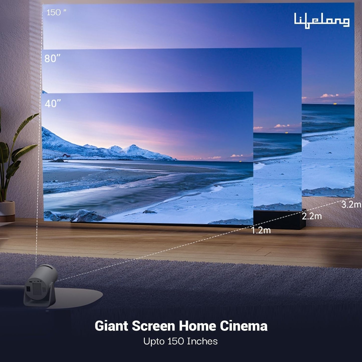 Wi-Fi enabled GrunX projector for movies, gaming, and online content streaming