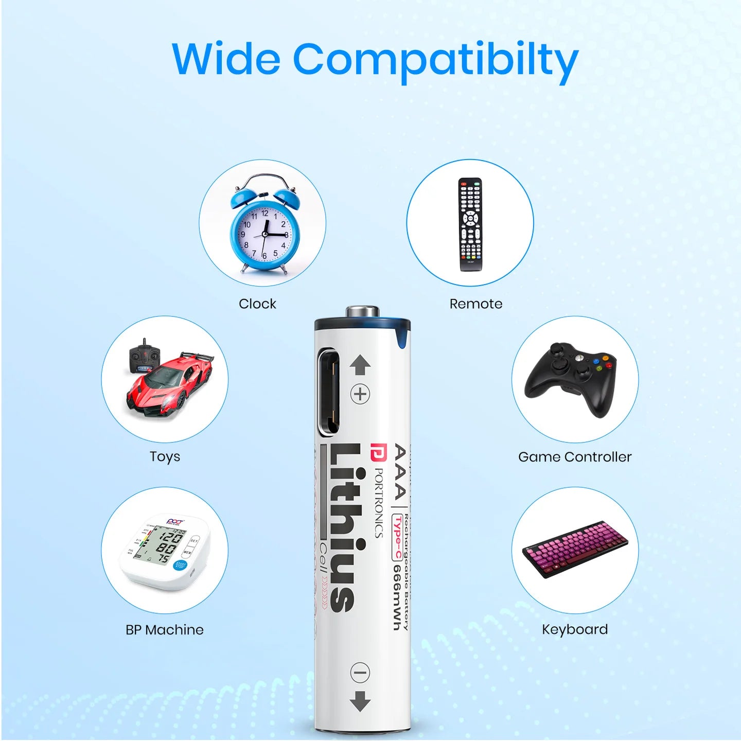 Portronics Lithius Cell AAA USB-C Rechargeable Li-Ion Battery