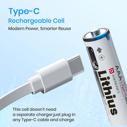 Portronics Lithius Cell AAA USB-C Rechargeable Li-Ion Battery