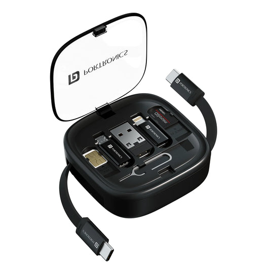 Portronics SnapCase 2 60W Retractable Type-C Cable | Multi Connector | Stand