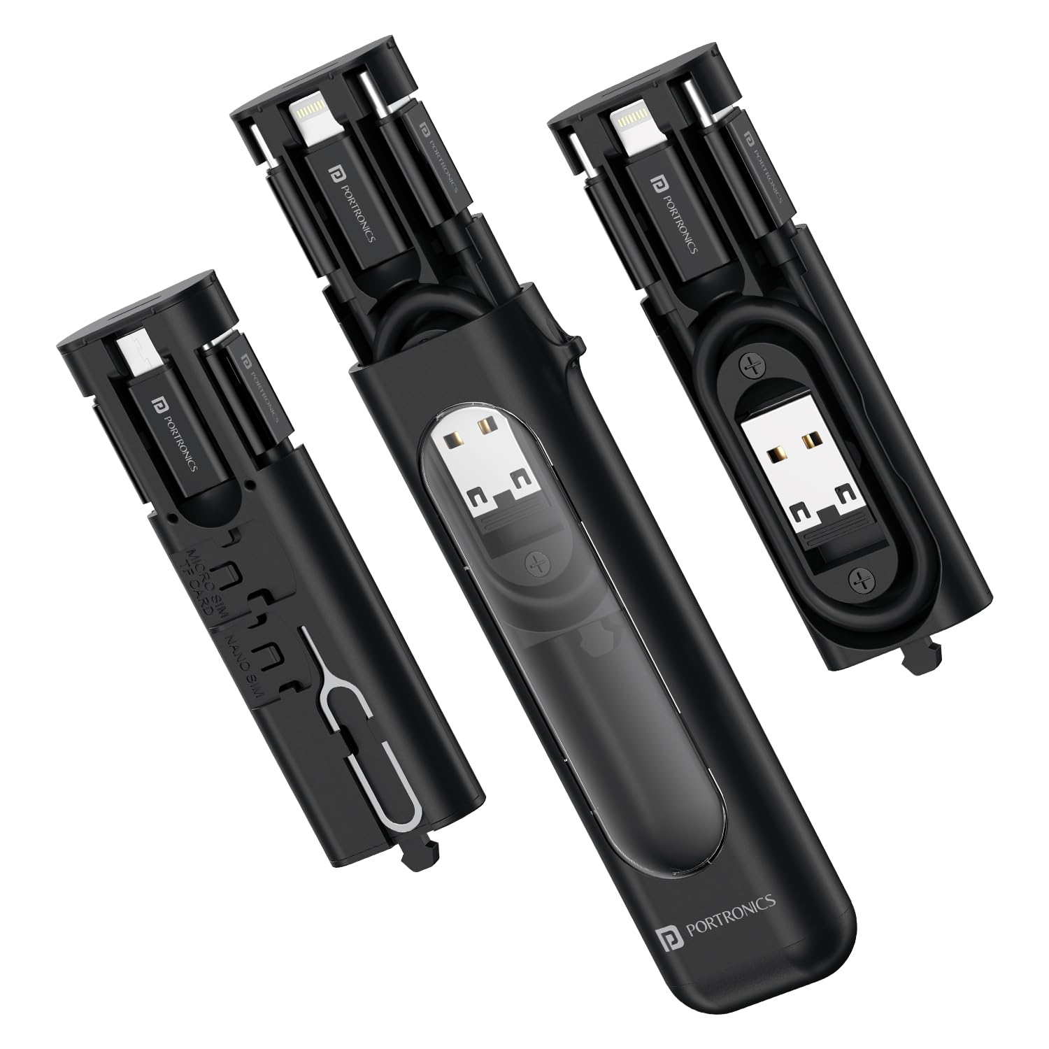 Snapcase 4 60W Multifunctional Fast Charging Data Cable Kit - Transparent Compact Case - Grunx