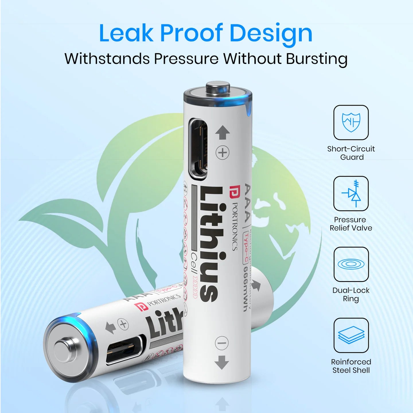 Portronics Lithius Cell AAA USB-C Rechargeable Li-Ion Battery