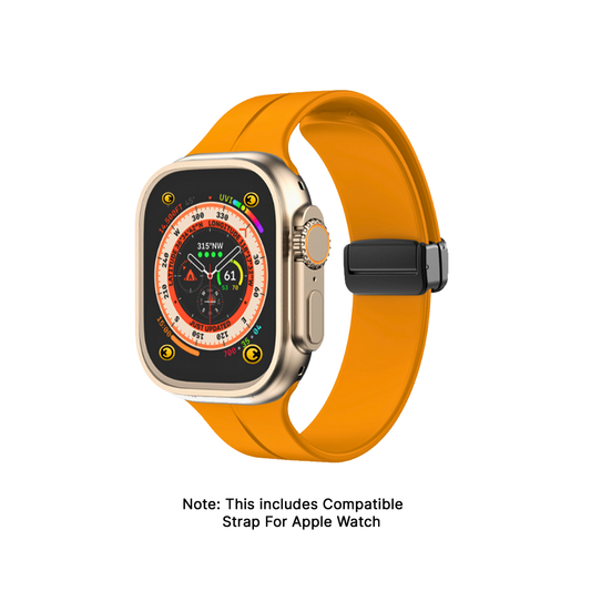 Watch Strap and Watch Band Apple Apple Watch Series  9, 8, 7, 6, 5, 4, 3, 2, 1,Se, Ultra & Ultra 2 38/40/41mm 42/44/45/49mm Yellow Front View Smartwatch Prime GrunX in India