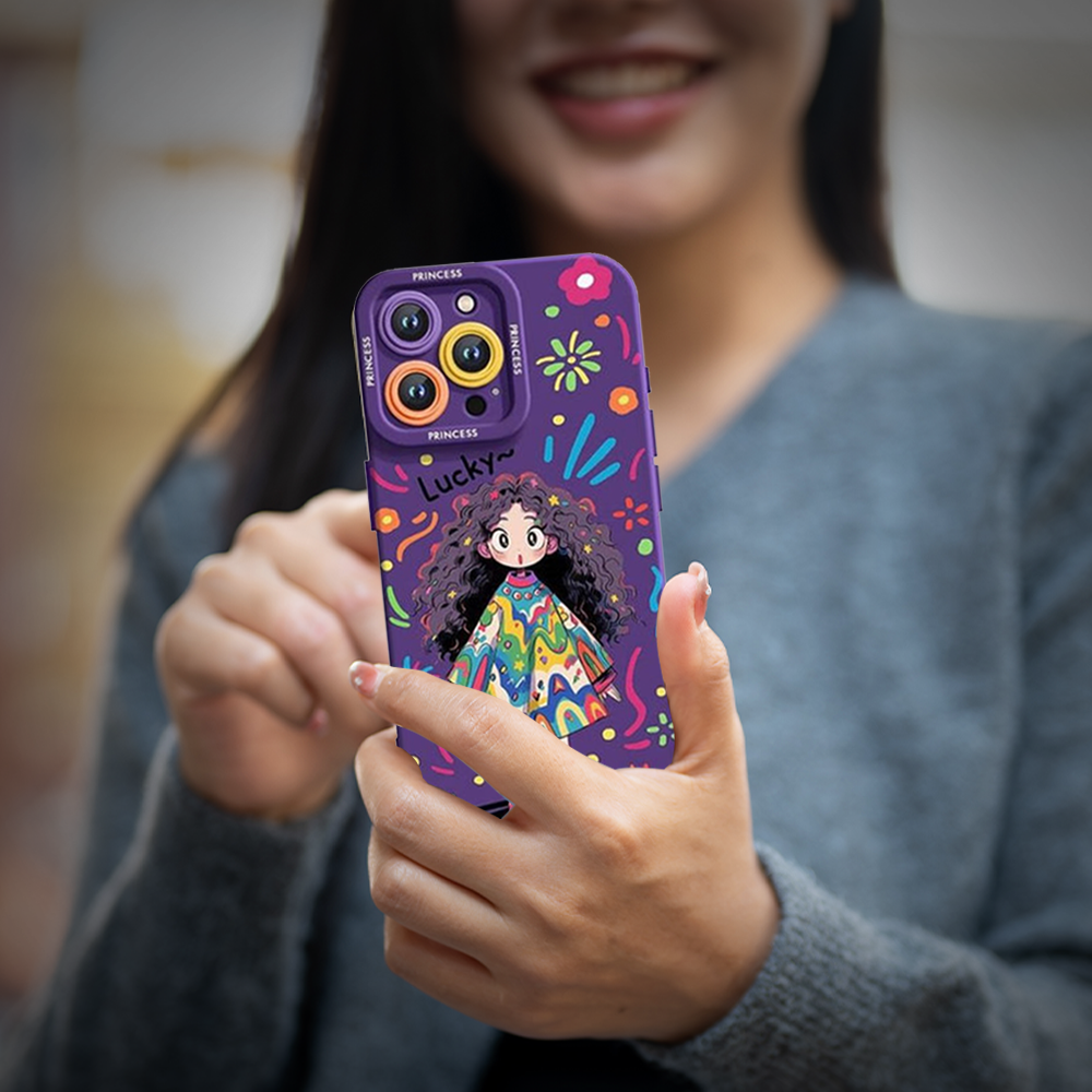 Case and Cover iPhone 15, 15 Plus, 15 Pro, 15 Pro Max  Purple Women Showcasing Back View Princess GrunX in India