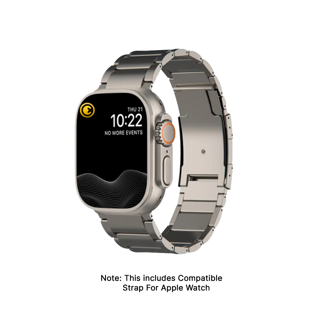 Watch Strap and Watch Band Apple Apple Watch Series  9, 8, 7, 6, 5, 4, 3, 2, 1,Ultra & Ultra 2 38/40/41mm 42/44/45/49mm Titanium Front View Smartwatch Rabbit GrunX in India