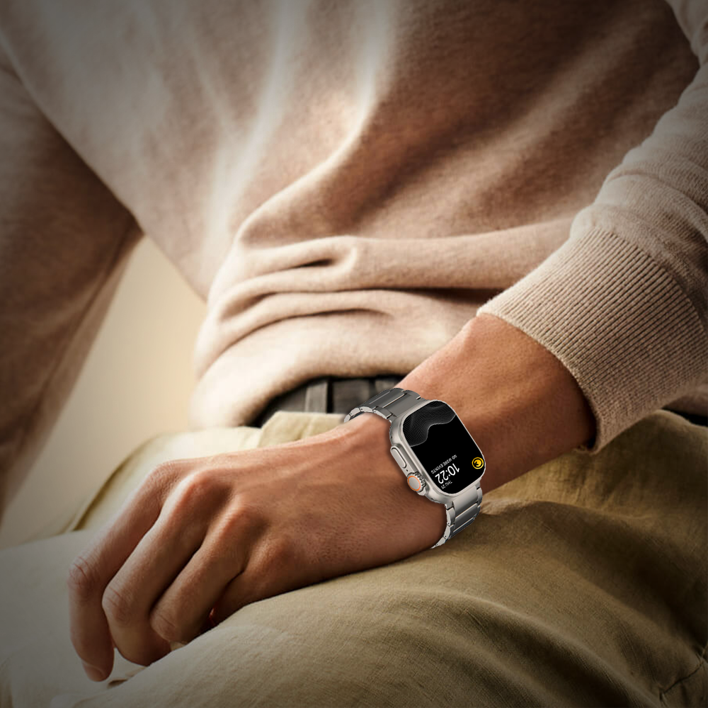 Watch Strap and Watch Band Apple Apple Watch Series  9, 8, 7, 6, 5, 4, 3, 2, 1,Ultra & Ultra 2 38/40/41mm 42/44/45/49mm Titanium Man Wearing Smartwatch Rabbit GrunX in India