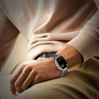 Watch Strap and Watch Band Apple Apple Watch Series  9, 8, 7, 6, 5, 4, 3, 2, 1,Ultra & Ultra 2 38/40/41mm 42/44/45/49mm Titanium Man Wearing Smartwatch Rabbit GrunX in India