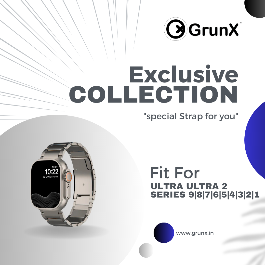 Watch Strap and Watch Band Apple Apple Watch Series  9, 8, 7, 6, 5, 4, 3, 2, 1,Ultra & Ultra 2 38/40/41mm 42/44/45/49mm Titanium Photo With Description Of Compatible Strap Rabbit GrunX in India